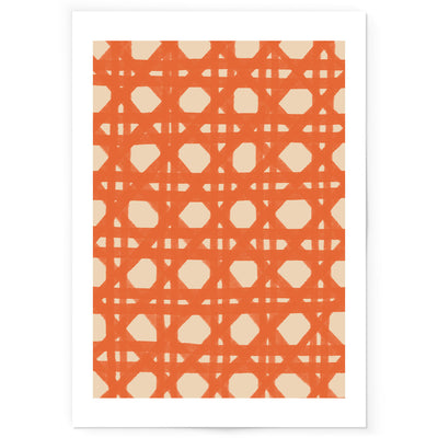 Art print showing a hand-drawn orange rattan pattern..