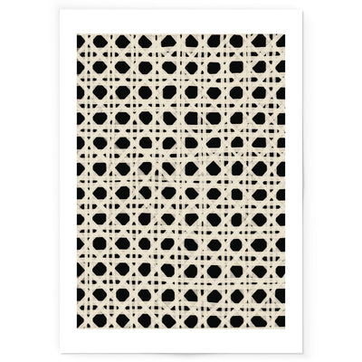 Art print of black and beige rattan pattern.