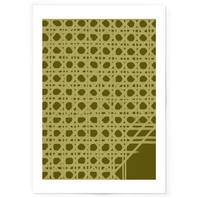 Art print of lime and green rattan pattern.
