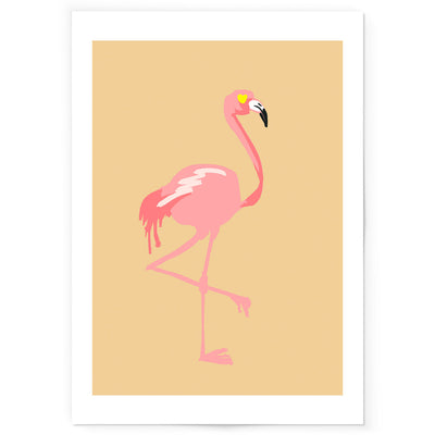 Art print of pink flamingo drawing.