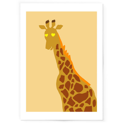 Art print of colorful giraffe drawing.