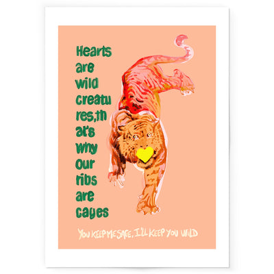 Pink tiger art print with motivational quote.