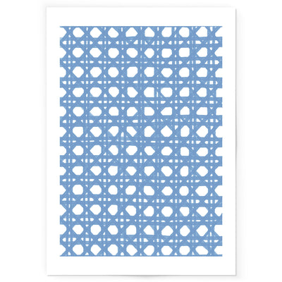 Art print of light blue rattan pattern drawing.