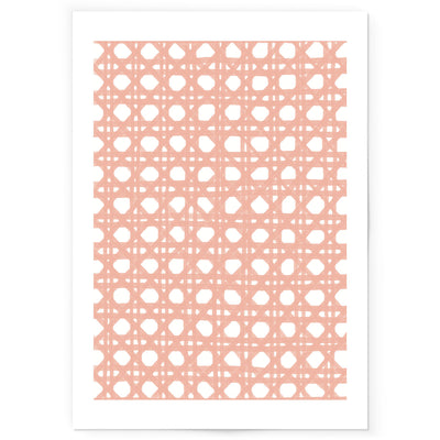 Art print of rose pink rattan pattern.