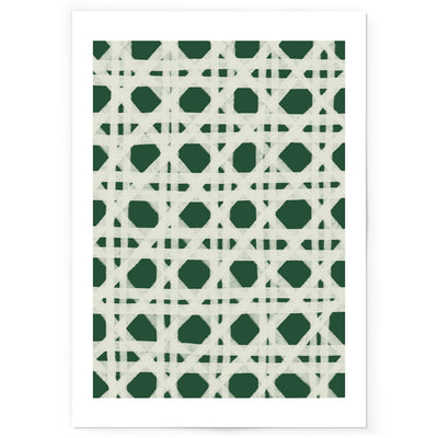 Art print of green rattan pattern.