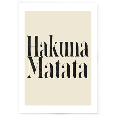 Hakuna Matata black and beige art print.