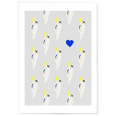 Art print of abstract cockatoo pattern design.