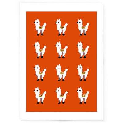 Art print of llama pattern drawing.