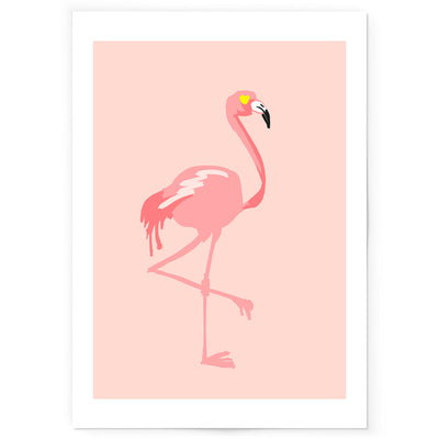 Pink flamingo art print.